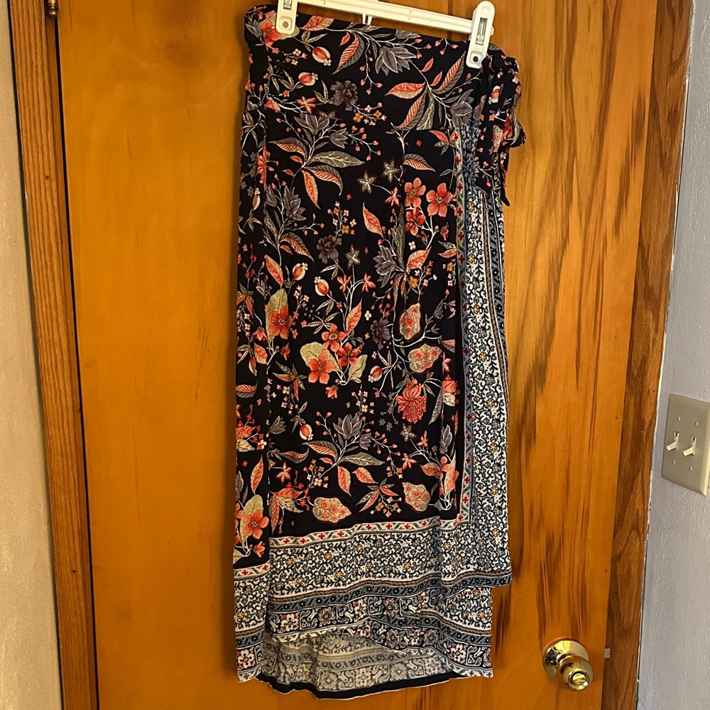 GUC Anthropologie Maeve Tie Waist Midi Skirt
